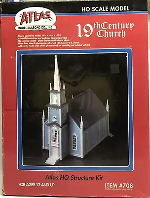 Atlas HO Scale Model Kit  Item # 708 19th Century American Church In Box • $28.03