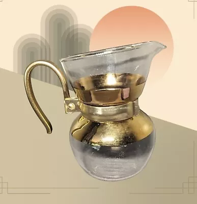 VTG WILBUR CURTIS Gold Trim Glass CORNING Teapot Coffee Pot  2.5 Cup RETRO  • $26.99