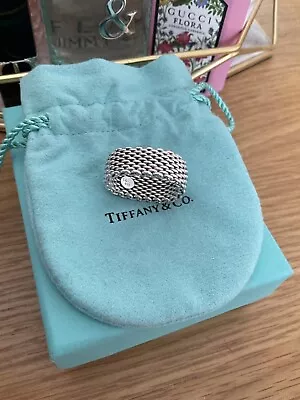 £200 • Buy Genuine Tiffany & Co Somerset Mesh   Ring Sterling Silver With Box