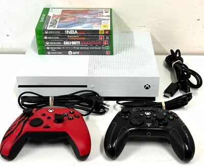 Microsoft Xbox One S 1681 500GB White Gaming Console + 2 Controllers + 5 Games • $102.50