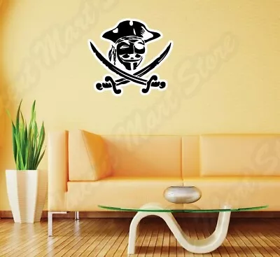 $19.99 • Buy V For Vendetta Anonymous Mask Pirate Wall Sticker Room Interior Decor 25 X22 