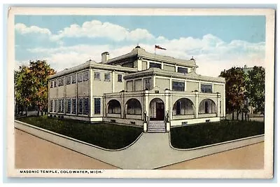 C1920 Masonic Temple Building Entrance Coldwater Michigan MI Posted Postcard • $14.98
