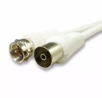 White 1.5m F Plug To TV Coax Aerial Cable F Connector To TV Aerial Female • £2.97