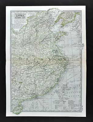 $20 • Buy 1902 Century Map - Eastern China Peking Beijing Hong Kong Canton Manchuria Asia