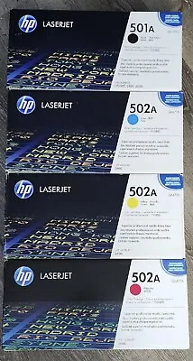 Genuine HP 501A 502A Toner Cartridge Set - Q6470A Q6471A Q6472A Q6473A - Sealed • $98.99