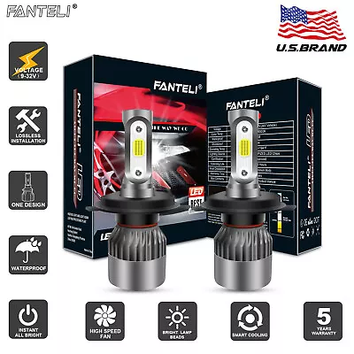 FANTELI H4 9003 2100W 315000LM LED Conversion Headlight Hi/Low 4300K Bulbs • $19.98