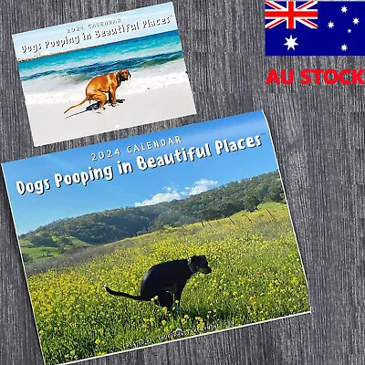 Dogs Pooping In Beautiful-Places 2024 Wall-Calendar Funny Dogs Xmas Gag Gifts AU • $18.99