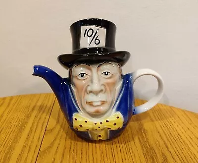 Vintage Blue Alice Wonderland Mad Hatter 10/6 Top Hat Bowtie Teapot Tony Wood  • $44.99