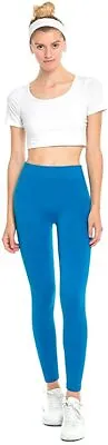 Mopas Women's Fleece Lined Solid Color Full Length Leggings Free Size -Turquoise • $10.95