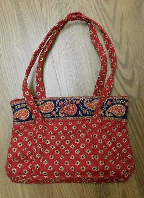 Vera Bradley Little Betsy Purse Bag Tote Americana Blue Red Tan Monogram SHG • $24.99