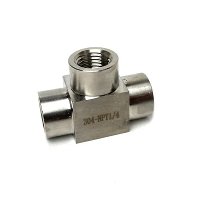 1/4  Tee T 3 Way Female 304 SS Stainless Threaded Connector Pipe Fitting NPT • $12.95