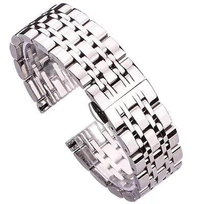 Silver Polished Watch Band Bracelet Stainless Steel Strap 18mm 20mm 22mm 24mm • $11.60