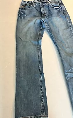 Ariat M4 Low Rise Boot Cut Jeans Mens SZ 34x34 (36x34) Distressed Indigo Denim • $39.99