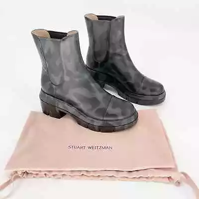 Stuart Weitzman Black Camo Leather Norah Platform Lug Sole Chelsea Boot Size 7 C • $199