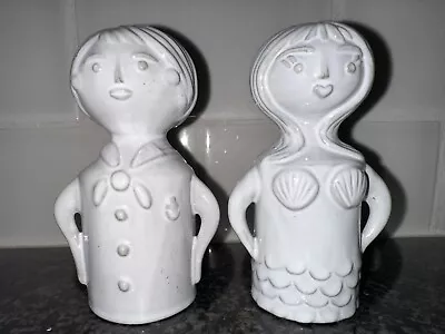 Jonathan Adler Sailor & Siren Salt & Pepper Shakers Man Woman White Ceramic • $37.99