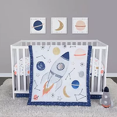  Cosmic Rocket 4-Piece Baby Nursery Crib Bedding Set Includes Quilt Fitted  • $103.66