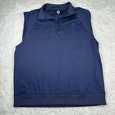 Footjoy Windbreaker Vest Mens XL Blue Sleeveless 1/4 Zip Jacket Golf Pullover • $20.38