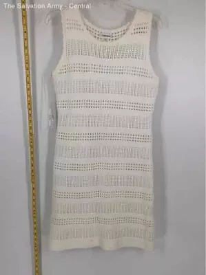 Calvin Klein Womens White Knitted Round Neck Sleeveless Sweater Dress Size M • $7.99