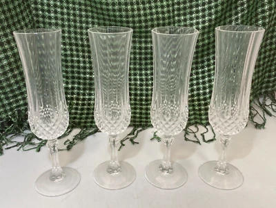 £22.55 • Buy Crystal Cut Champagne Flutes By Cristal D'Arques-Durand Longchamp X4 Bundle #RA