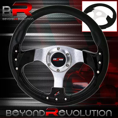 Universal 6Hole Bolt 9Bolt Design Black Fusion Style Steering Wheel Godsnow Horn • $39.99