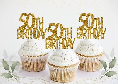 Happy Birthday Cupcake Toppers Cake Toppers Cake Decorations 50th 21st 30th 60th • £3.50