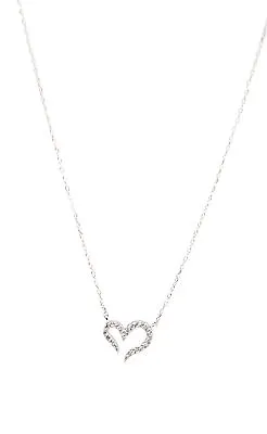 £6.59 • Buy Silver Plated Half Heart With Tiny Crystal Pendant Necklace 16 Inches