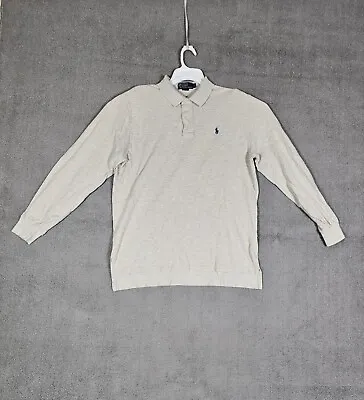 Polo Ralph Lauren Polo Shirt Mens Large Beige Long Sleeve Golf Outdoor Pony • $22