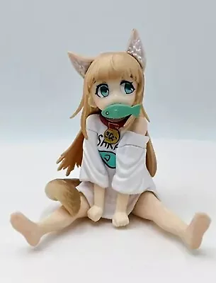 MY CAT IS A KAWAII GIRL Kanako Anime Figure Statue Sitting Fish Eat ~Blonde Hair • $12.67