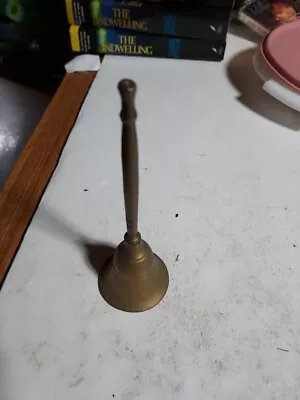 Vintage 5.5  Tall Solid Brass Prayer Teacher Dinner Bell Long Thin Handle • $8