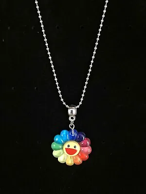 Takashi Murakami Pride Rainbow Flower Multi Coloured Ball Chain Necklace  16” • £3.25