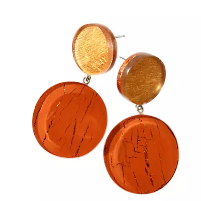 Zsiska Selene Orange And Gold Drop Earrings • $80