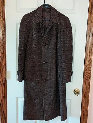VTG Harris Tweed Handwoven Scottish Wool Top Coat Overcoat Sz 40 • $74.95