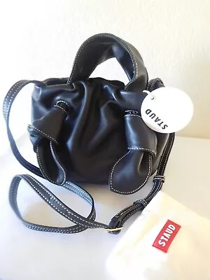 $289.99 • Buy New STAUD Ronnie Black Leather Knotted Tote Bag, Purse - Mini