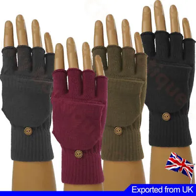 £6.99 • Buy Mens Mitten 15% Spandex Combo Fingerless Gloves Solid Colours