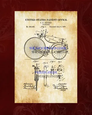 1889 VINTAGE BICYCLE PATENT Art Print Steampunk • $14.99