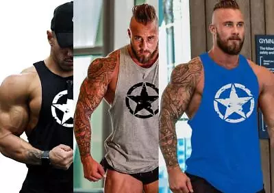 Men's Sleeveless Shirts Y-Back Muscle Gym Training Athletic Workout Tank Tops • $26.99