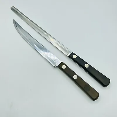 2 Vtg Case Kitchen Knives XX CA 242-9 1/2” & CA 283-8” Roast Slicing • $34.95