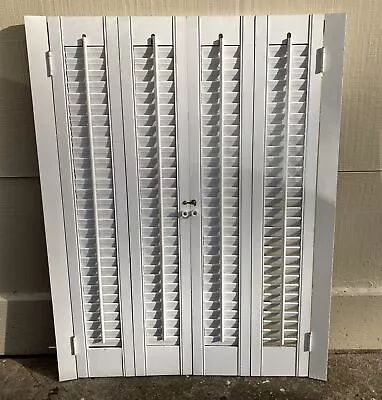 36  Tall X 28  Wide Wood Interior Louver Plantation Window Shutters VTG • $129.99