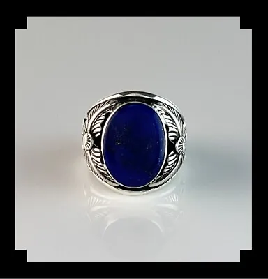 Navajo Style Sterling And Lapis Lazuli Men's Ring Size 11 • $225