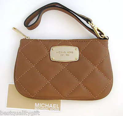 Michael Kors Hamilton Quilt Luggage/brown Leather Wristletclutchwallet-new • $67.99