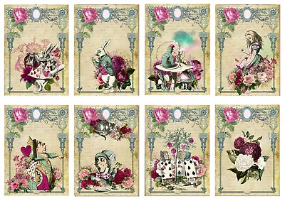 Vintage Alice In Wonderland Card Toppers Card Making Mad Hatter Scrapbooking • £2.99