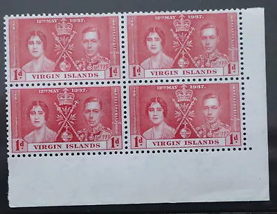£1.99 • Buy KGVI 1937 CORONATION VIRGIN ISLANDS 1d CORNER BLOCK Of 4