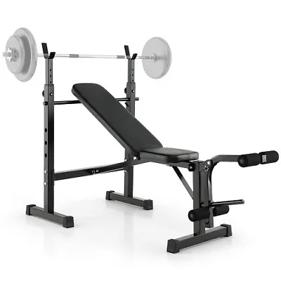 Olympic Weight Bench Set Press W/ Barbell Rack Fitness Home Gym Workout Strength • $135.99