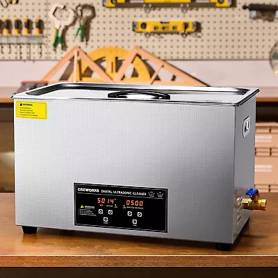 CREWORKS 30L Industrial Ultrasonic Cleaner For Machine Parts Auto Tool Glasses • $219.62