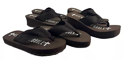 3 Pack Gypsy Soule Thong Sandals 1in Flip-Flop 2in Wedge & 3in Heel Brown New • $22.99