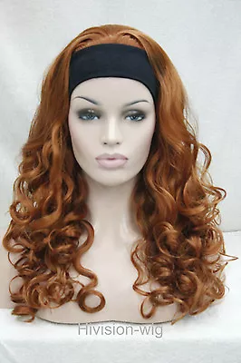 Charm Ladies Women Long Curly Wave Wig 3/4 Half Wigs With Headband Cosplay Wig • £17.74