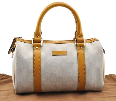 Authentic GUCCI Hand Boston Bag Purse GG PVC Leather 193604 White 5564I • $93