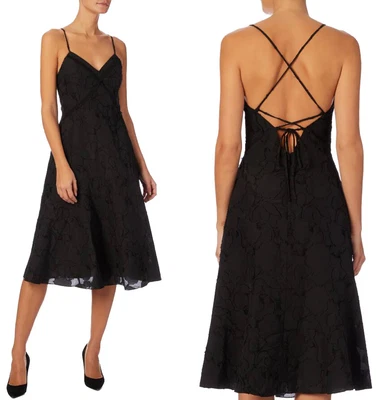 £39.95 • Buy REISS ANIA Textured Floral Strappy Midi Dress In Black