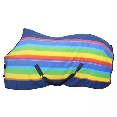 Horse  Stable Fleece Rug Mediumweight 250G Winter Standard Neck Rainbow Print • £19.99