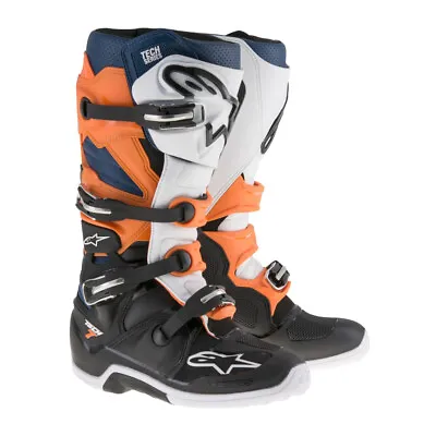 Alpinestars Tech 7 Black Orange & White MX Off Road Boots Men's Sizes 6 & 16 • $158.99